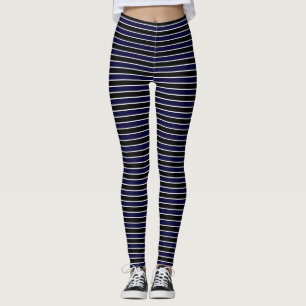 Mörk Blåsvart Rand Leggings