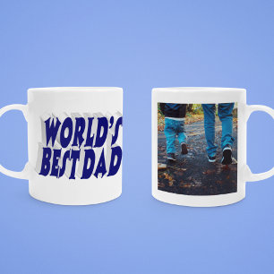Mörk blått 3d-text för bästa Pappa-foto Kaffemugg