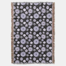 Mörk blått Abstrakt Flower mönster Filt