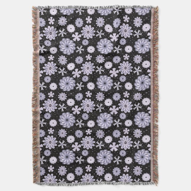 Mörk blått Abstrakt Flower mönster Filt (Framsidan Vertikal)