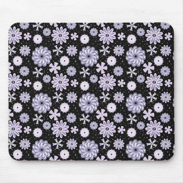 Mörk blått Abstrakt Flower mönster Musmatta (Framsidan)