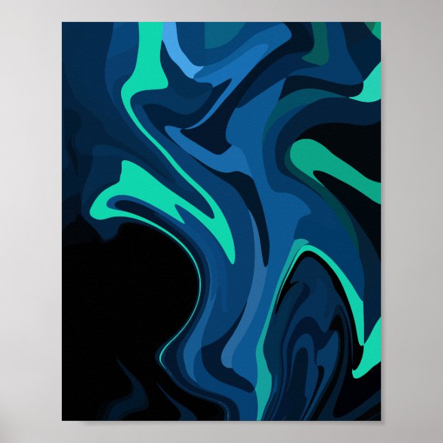 Mörk blått Abstrakt Swirl Mönster Poster (Framsidan)
