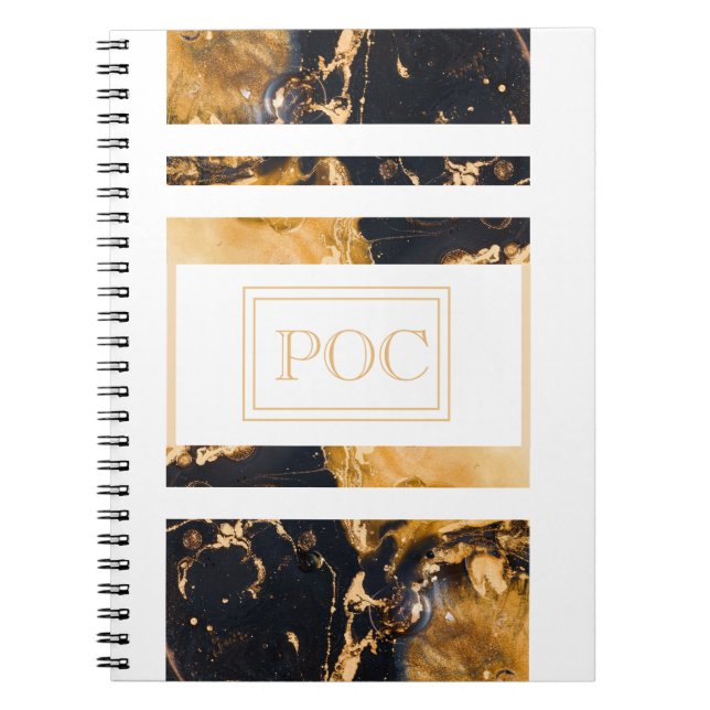 Mörk blått Abstrakten Guld Monogram Anteckningsbok (Framsidan)