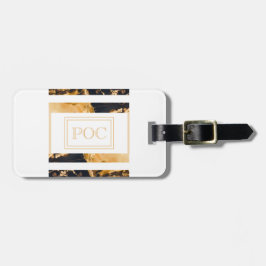 Mörk blått Abstrakten Guld Monogram Bagagebricka