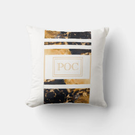 Mörk blått Abstrakten Guld Monogram Kudde