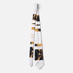 Mörk blått Abstrakten Guld Monogram Slips