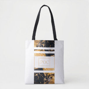 Mörk blått Abstrakten Guld Monogram Tygkasse