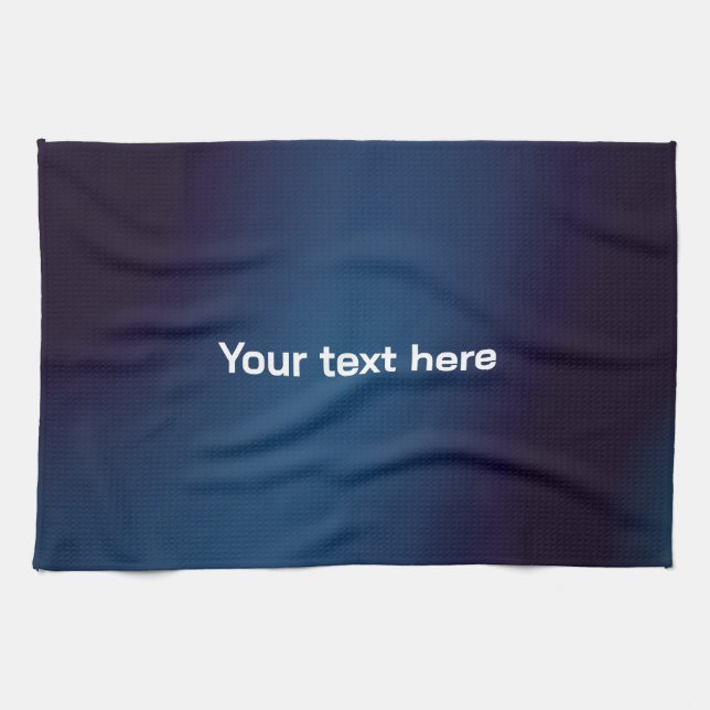 Mörk blått Abstrakten Mönster | Lägg till text Kökshandduk (Horisontell)