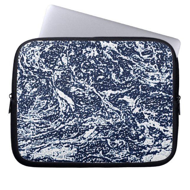 Mörk blått Abstrakten Mönster Laptop Sleeve (Framsidan)