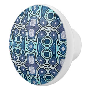 Mörk blått Aqua Turcos Violet Ethnic Tribe Art Knopp