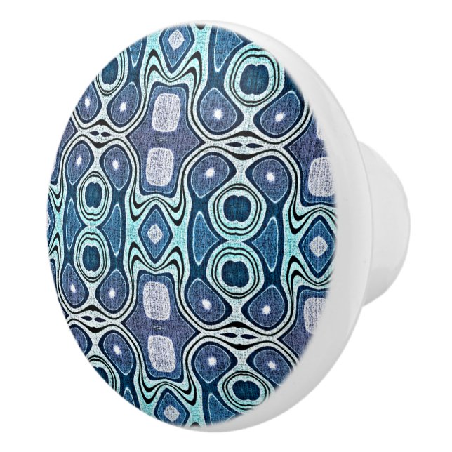 Mörk blått Aqua Turcos Violet Ethnic Tribe Art Knopp (Höger)