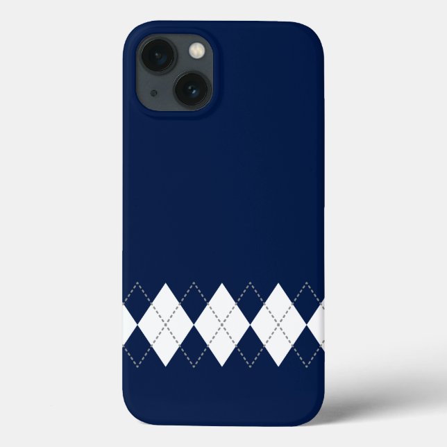 Mörk blått Argyle Mönster iphone case (Baksida)