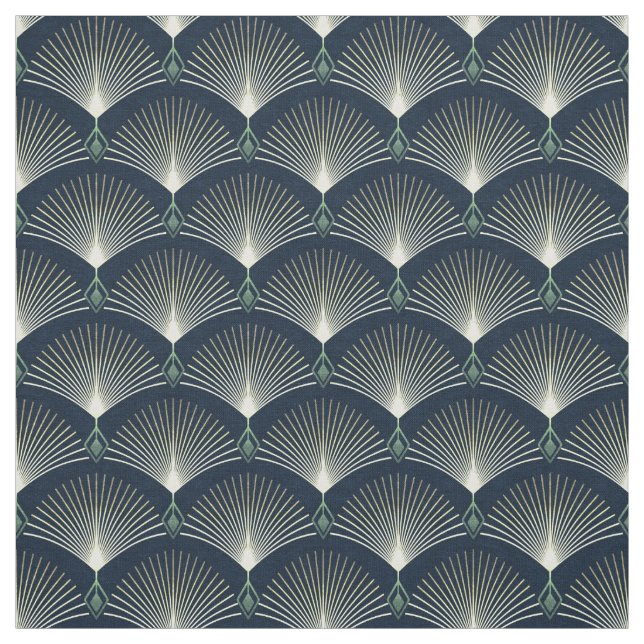 Mörk blått Art Deco Snyggt Geometric Mönster Tyg (Provkarta)