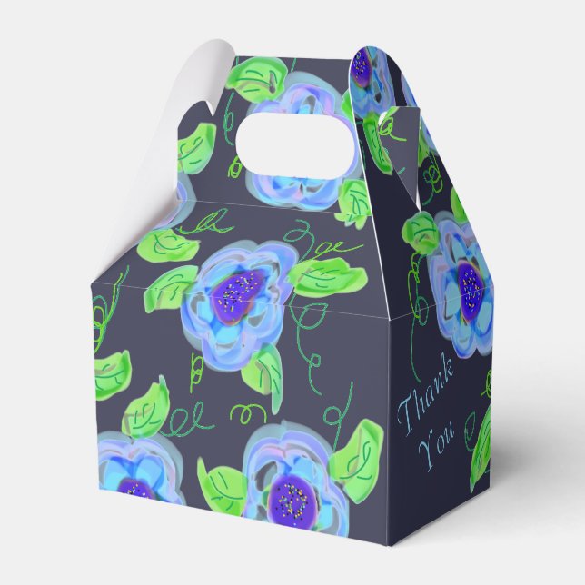 Mörk blått Artsy-blommad design Presentaskar (Baksidan Sidan)