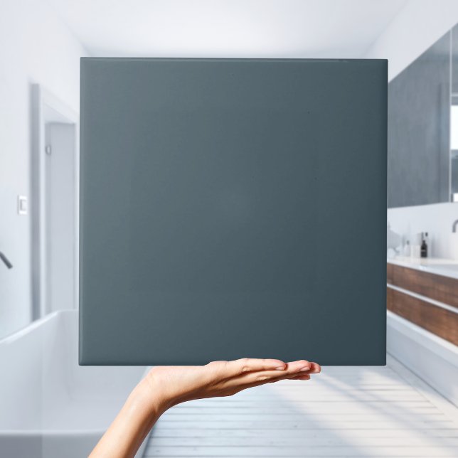 Mörk blått Ash Grått Solid Färg Tile Kakelplatta (Dark Blue Ash Grey Solid Colour Tile
)