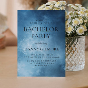 Mörk blått Bachelor-part med enkel och Elegant Inbjudningar