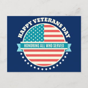 Mörk blått bakgrunden till lycklig Veterans Day US Vykort