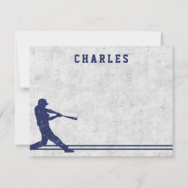 Mörk blått baseball silhouette personlig namn anteckningskort