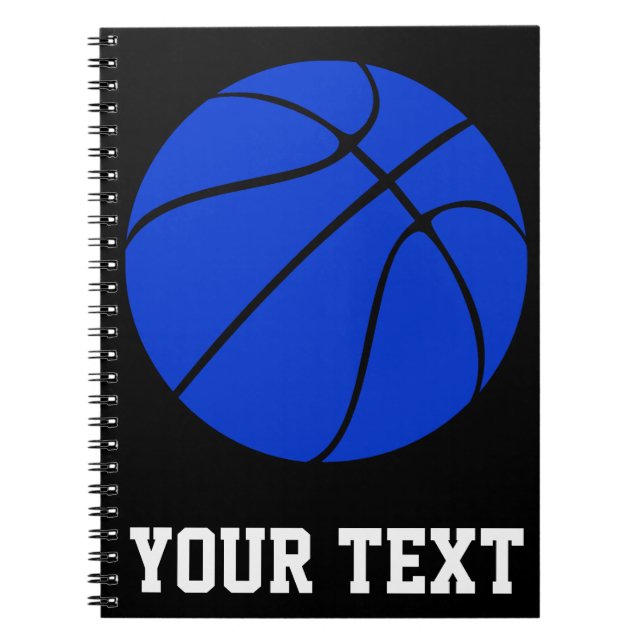 Mörk blått Basketball Anpassningsbar Text Spiral b Anteckningsbok (Framsidan)