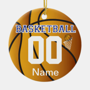 mörk blått basketboll DIY Namn & Number Julgransprydnad Keramik