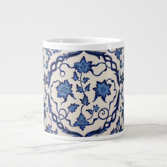 Mörk blått Batik Beauty Specialty Mugg Jumbo Mugg (Framsidan)
