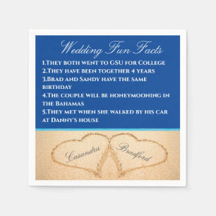 Mörk blått Beach Wed2 Hearts Sand Roligt Facts Pappersservett