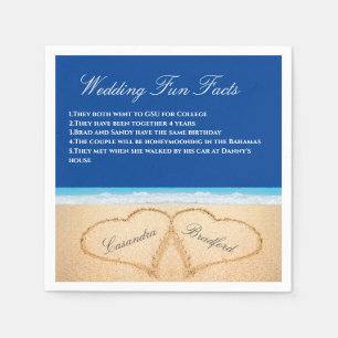 Mörk blått Beach Wed2 Hearts Sand Roligt Facts Pappersservett