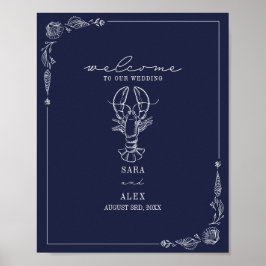 Mörk blått Beach Wedding Välkommen från Rustic Lob Poster