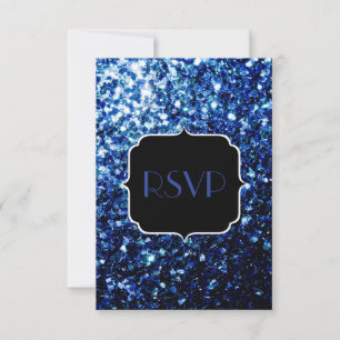 Mörk blått, blanka faux glitter gnistra Sweet 16 OSA Kort