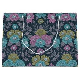 Mörk blått Blommigt, Grönt och Lila