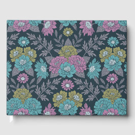 Mörk blått Blommigt, Grönt och Lila Gästböcker