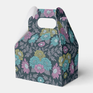 Mörk blått Blommigt, Grönt och Lila Presentaskar