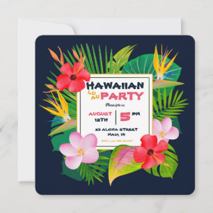 Mörk blått Blommigten Inbjudan på Himmelska Hawaii