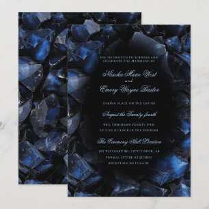 Mörk blått Boho Witch Crystals Black Bröllop Inbjudningar