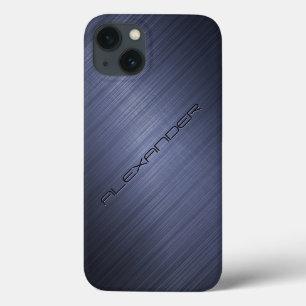 Mörk blått, borstat Aluminium Metall Titta-Monogra