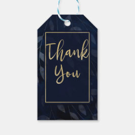 Mörk blått Botaniska Löv Modern Chic Bröllop Presentetikett