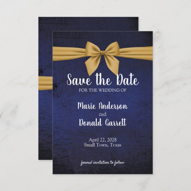 Mörk blått Bow och Guld Bow (Fram/baksida)