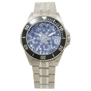 Mörk blått brutet kaleidoskop armbandsur