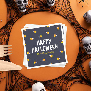 Mörk blått Candy corn Happy halloween Pappersservett