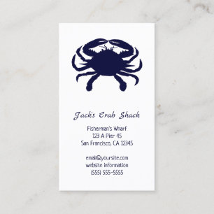Mörk blått Crab Silhouette Seafood Restaurang Visitkort