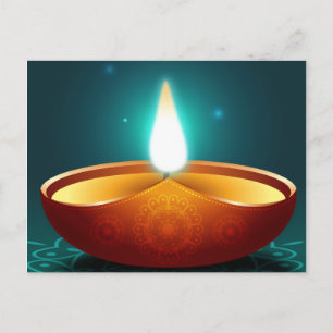 Mörk blått Diwali Candlelight Vykort