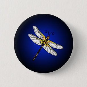 Mörk blått Dragonfly Dragonflies Button Knapp