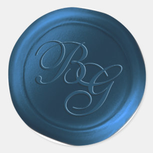 Mörk blått Dubbla Monogram Vax sälstankar Runt Klistermärke