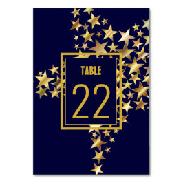 Mörk blått elegant | GULD STARS | festlig Bordsnummer