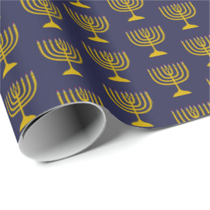 Mörk blått elegant   Hanukkah   MENORAH Presentpapper