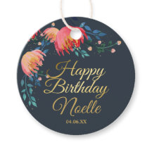 Mörk blått, Elegant, Whimsical Flowers, Guld accen