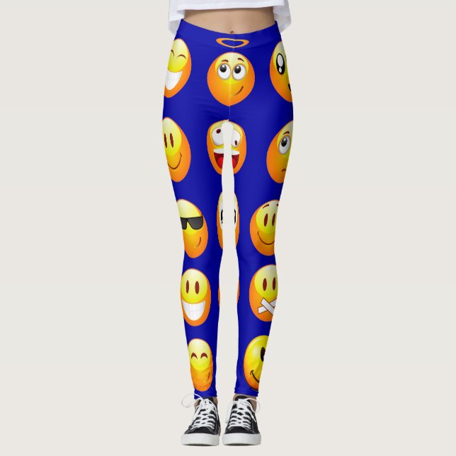 mörk blått emojis-meddelanden leggings (Framsida)