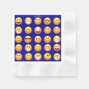 mörk blått emojis napkins pappersservett