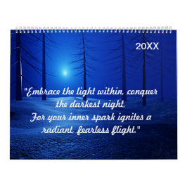 Mörk blått fantasi för skogsetikern Ligcape Kalender