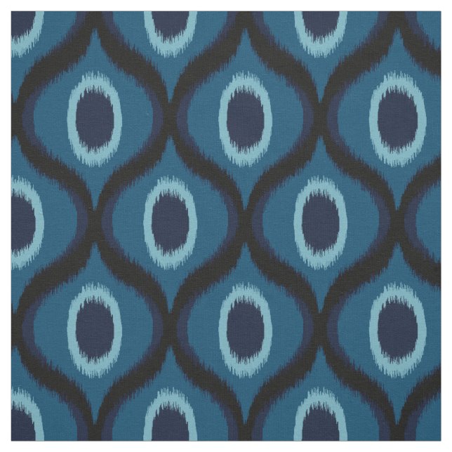 Mörk blått färg moroccan ikat-design tyg (Provkarta)